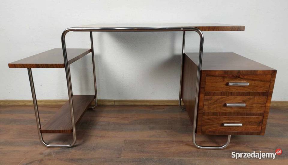 Biurko okleina orzech lakierowane polpolysk ICA mazowieckie Warszawa