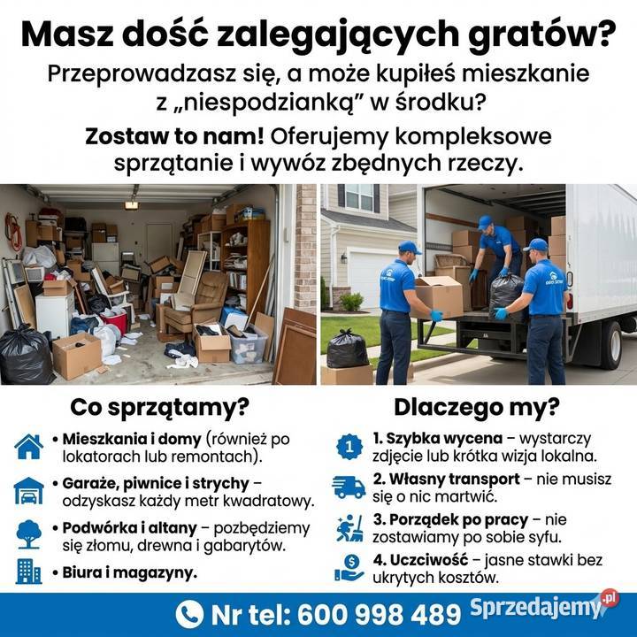 Opróżnianie mieszkań piwnic i garaży Szybko Częstochowa
