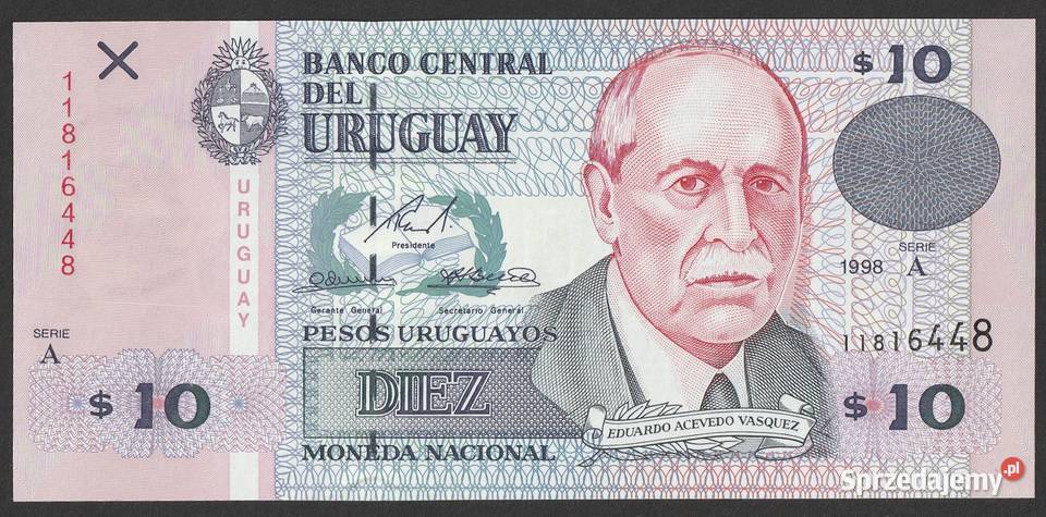 Urugwaj 10 pesos 1998 stan bankowy UNC