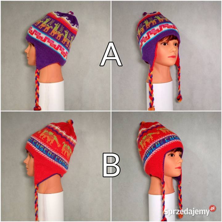 Ciepła Czapka Wełna Alpaki Dwustronna z Peru dolnośląskie Kudowa-Zdrój