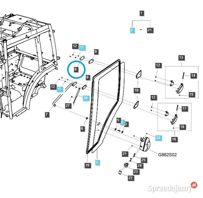 Mocowanie zawiasu drzwi kabiny TRG862 LS Tractor Tajęcina