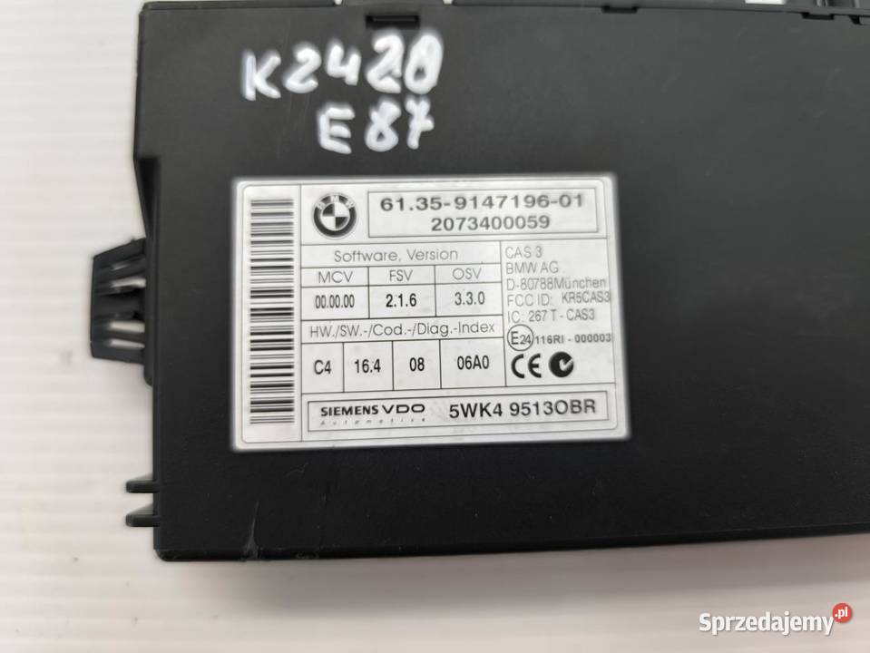 STEROWNIK MODUL CAS BMW 1 E87 E81 LIFT 16