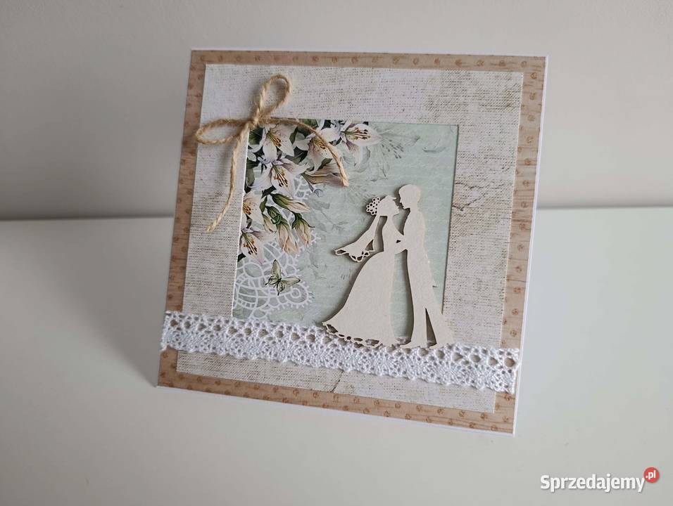 Kartka ręcznie robiona na Ślub handmade 3 Łódź