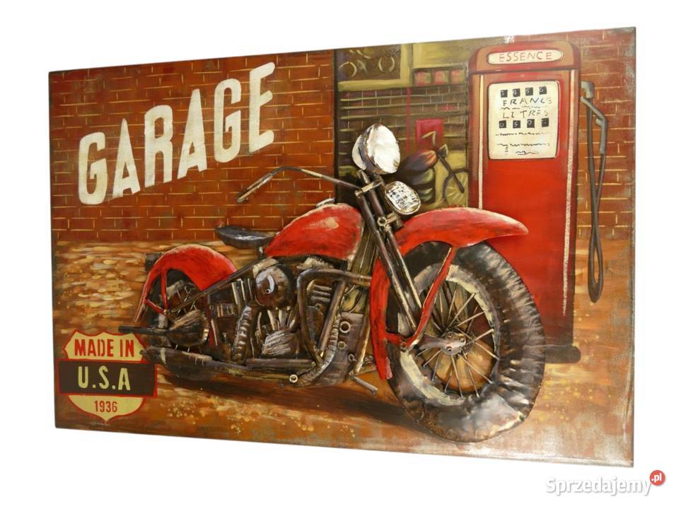 Obraz metalowy 3D Harley Garage duży 12080 Gizałki