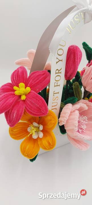 Flower box z kwiatami z drucików chenilowych dolnośląskie Trzebnica