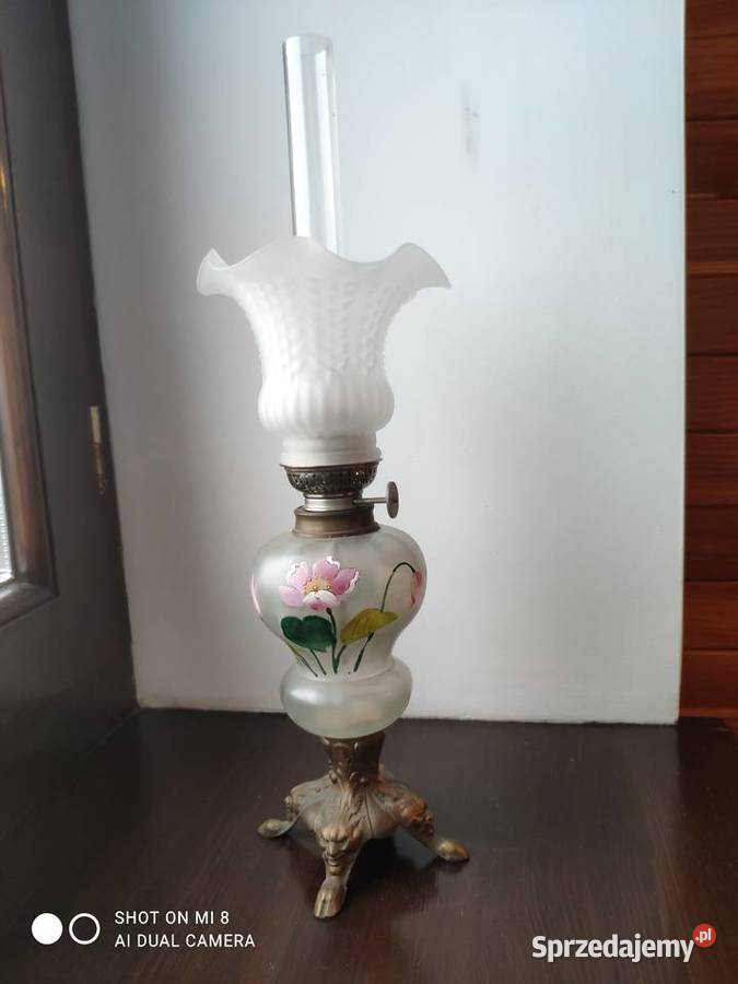 Stara francuska lampa naftowa miniaturka XIX w Kraków sprzedam