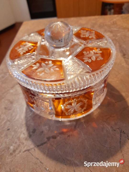 Kryształ duża BombonierkaVINTAGE PRL lata 60 XXw Warszawa