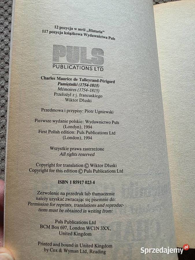 Charles Talleyrand Pamiętniki 17541815 Kraków sprzedam