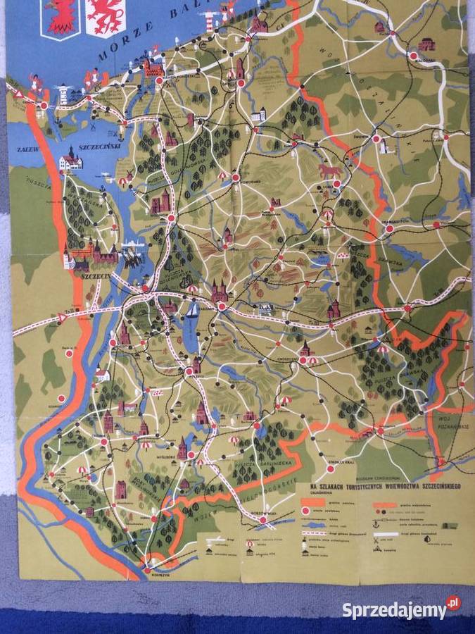 404 Mapa Turystyczna Województwa Szczecińskiego Antykwariat Szczecin