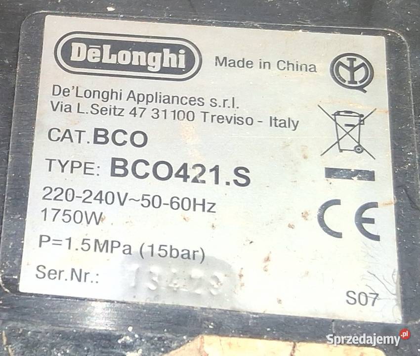 Ekspres do kawy marki Delonghi BCO421S Moc Lubin sprzedam