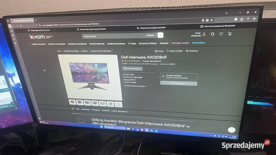 Monitor gamingowy Dell Alienware AW2518HF 25 240 Wrocław