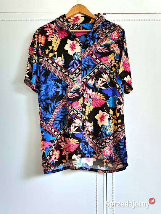 Koszula męska luźna M L czarna wzór orientalny Rozmiar M Szczecin sprzedam