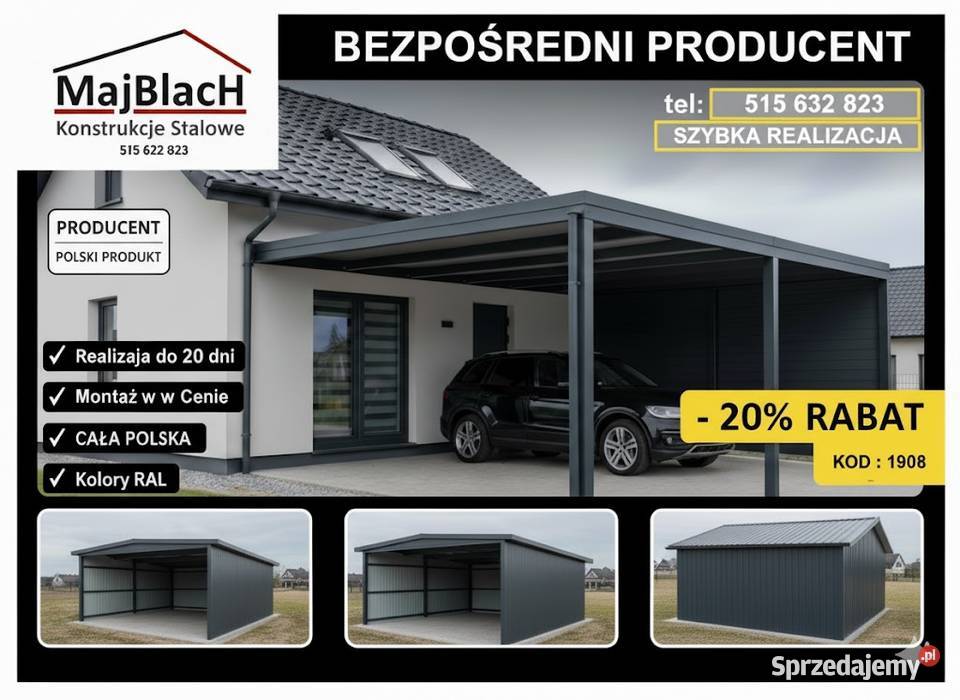 ZŁOTY DĄB Garaż Blaszany 6x6 Blaszak Montaż Bytów