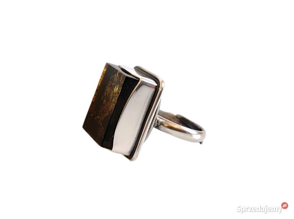 7383 Piękny Okazały Pierścionek z Bursztynem opolskie Kędzierzyn-Koźle sprzedam