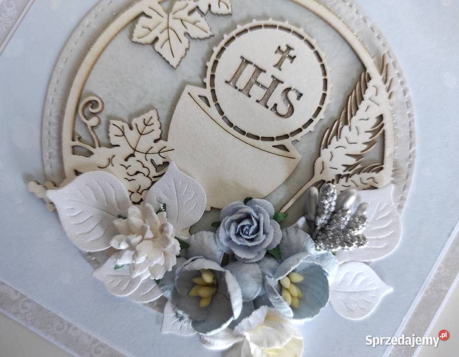 Kartka ręcznie robiona na Komunię Świętą z Łódź