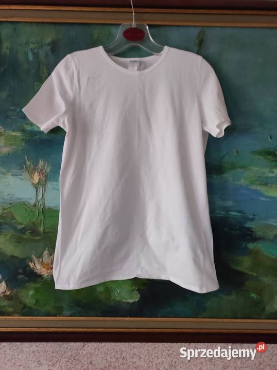 tshirt koszulka bluzka z krótkim rękawem biała Asymetryczna