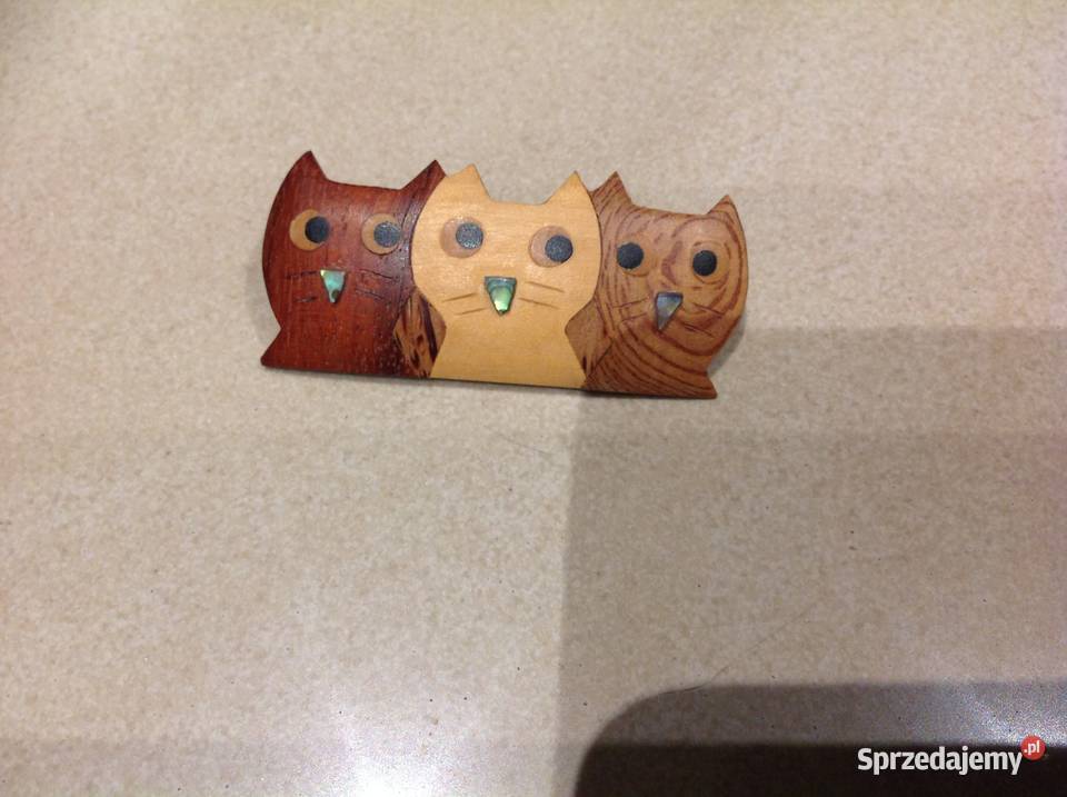 Broszka Drewniana Trzy Kotki Dla kobiet Nowa Sól