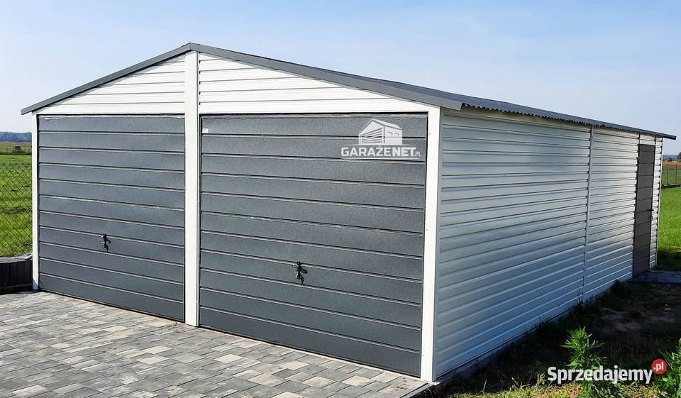 GARAŻ BLASZANY 6m x 7m DWUSPAD 2x BRAMA UCHYLNA