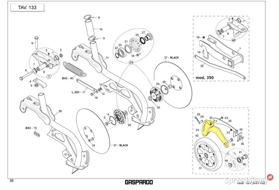 Wspornik koła G16043462R OEM Maschio Gaspardo