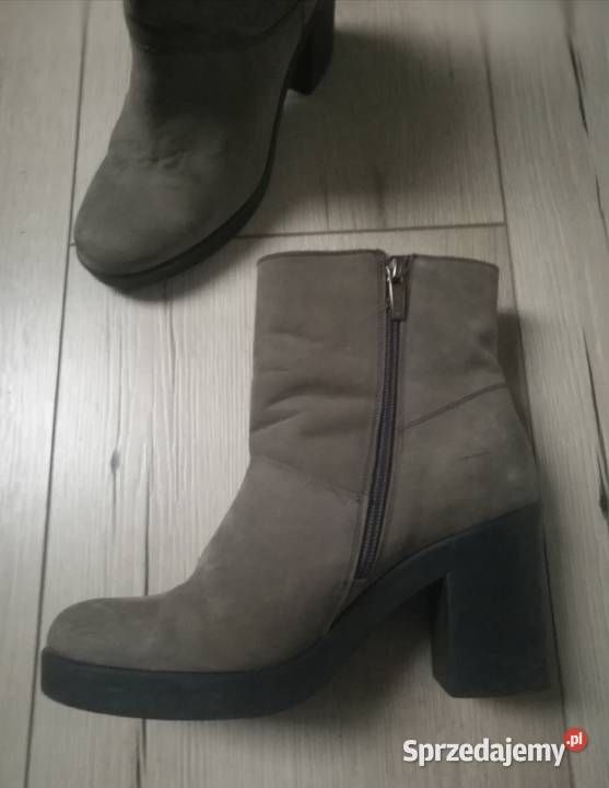 Damskie skórzane botki na słupku WOJAS