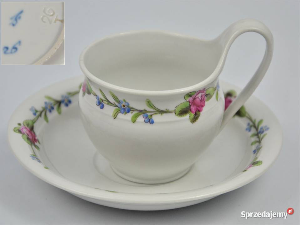 Filiżanka Biedermeier Frstenberg uchwyt Campaner Bronisze