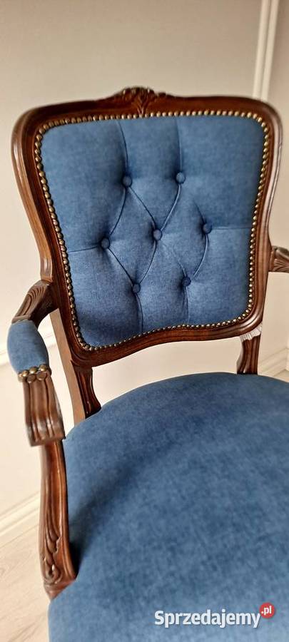 Stylowy pikowany granatowy fotel Ludwik 63cm Fotele Szczecin
