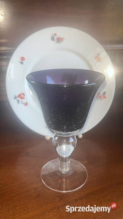 Kielich szkło artystyczne fioletowa czara Gdańsk