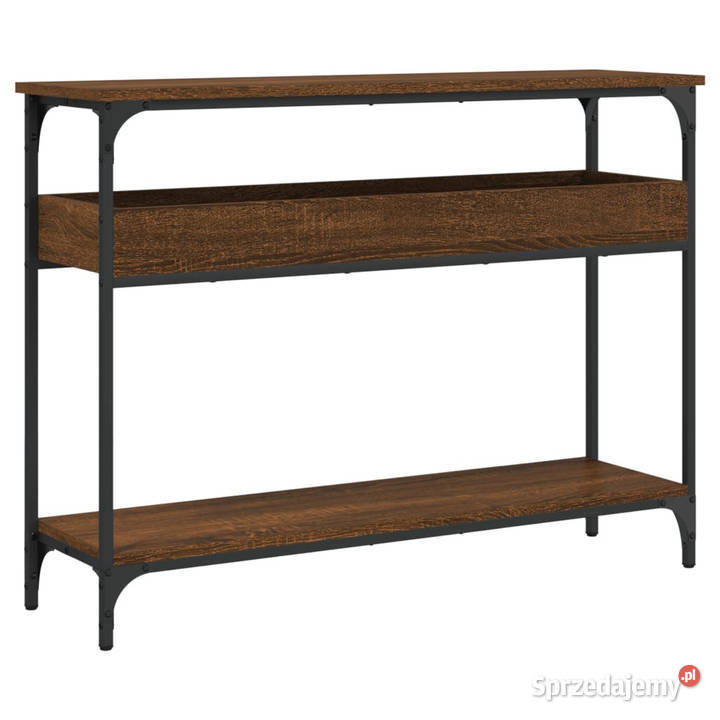 Stolik konsolowy z półką brązowy dąb 100x29x75 Stoły Warszawa