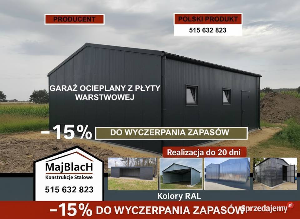 A29Praktyczny Grafit Garaż Blaszany WiataHala Lubin