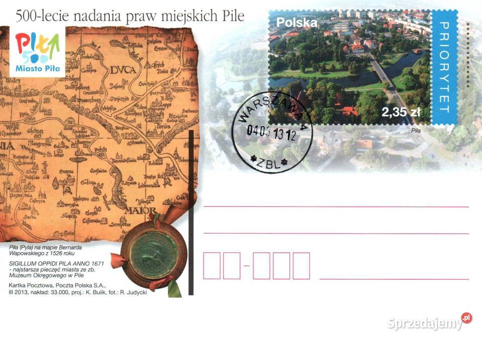 Całostki karty pocztowe 2013r Konin