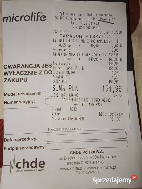 Inhalator kompresorowy podkarpackie Kolbuszowa