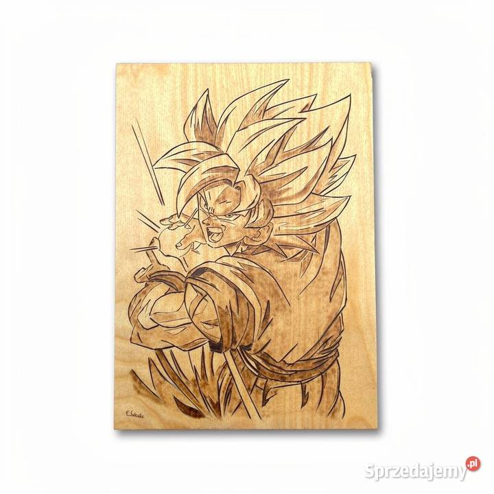 Goku wypalony w drewnie A4 Łomża