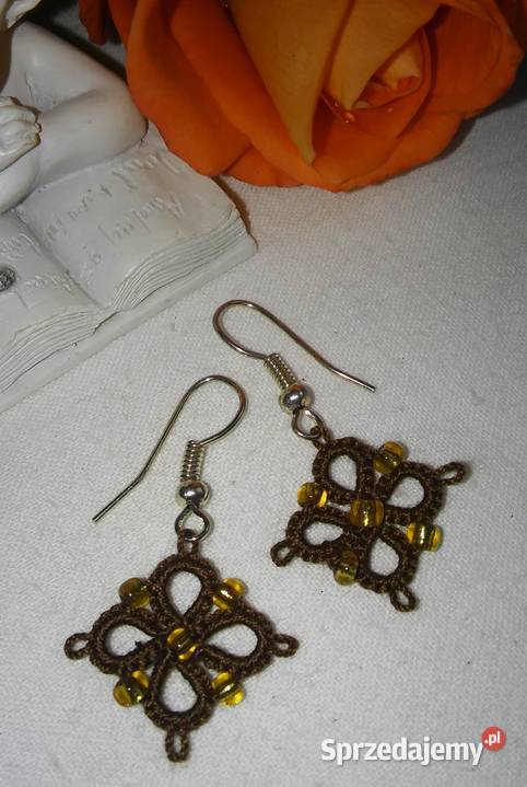 Kolczyki frywolitkowe Wiśniowa