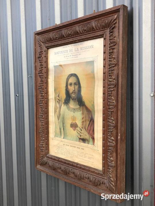 1911 Jezus dębowa rama łódzkie Łowicz