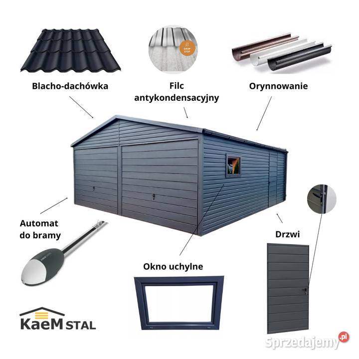 Garaż blaszany 6x5 KAEM STAL z pomieszczeniem Sprzedaż Szczecin sprzedam