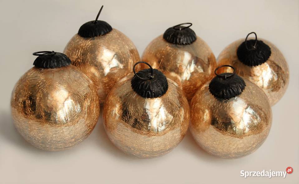 Złote bombki Craquele Kaemingk 6 lodowe szkło sprzedam