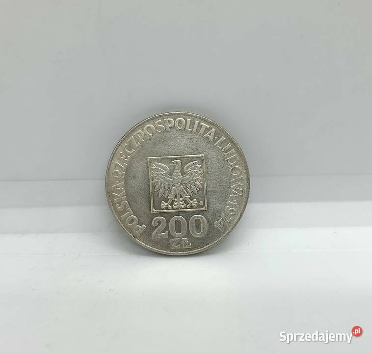 Srebrna moneta XXX Lat PRL Mapka 200 1974r Elbląg