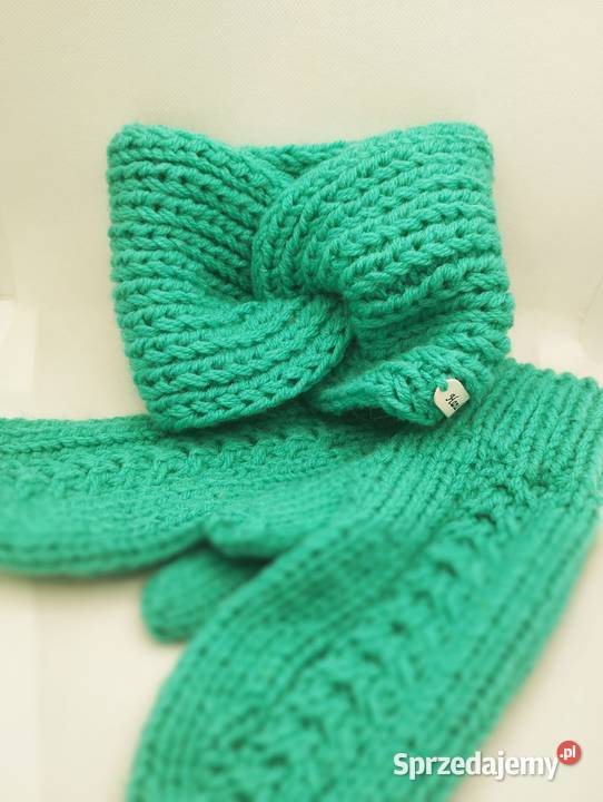 Turkusowe rękawiczki komplet z opaską 65 Olsztyn