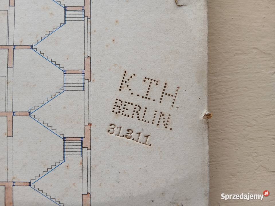 Stary projekt architektoniczny budynku niemiecki