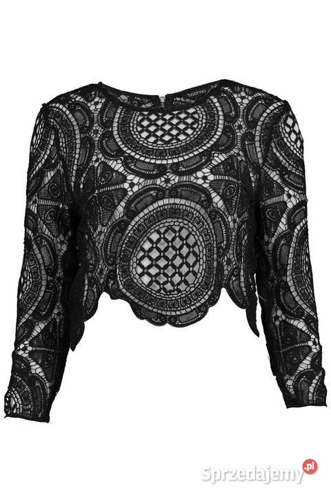 boohoo Crochet Lace Zip Back Crop Top koronkowy Zamość sprzedam