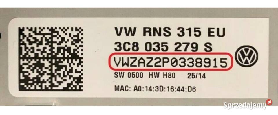 KOD DO RADIA VW RNS310 RNS315 RCD510 RCD300 Aleksandrów Łódzki
