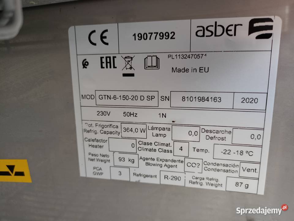 Stół mroźniczy 2drzwiowy ASBER GTN615020 D dolnośląskie