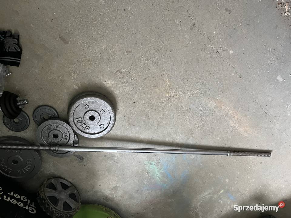 Ciężary żeliwne ze sztangą sprzedam