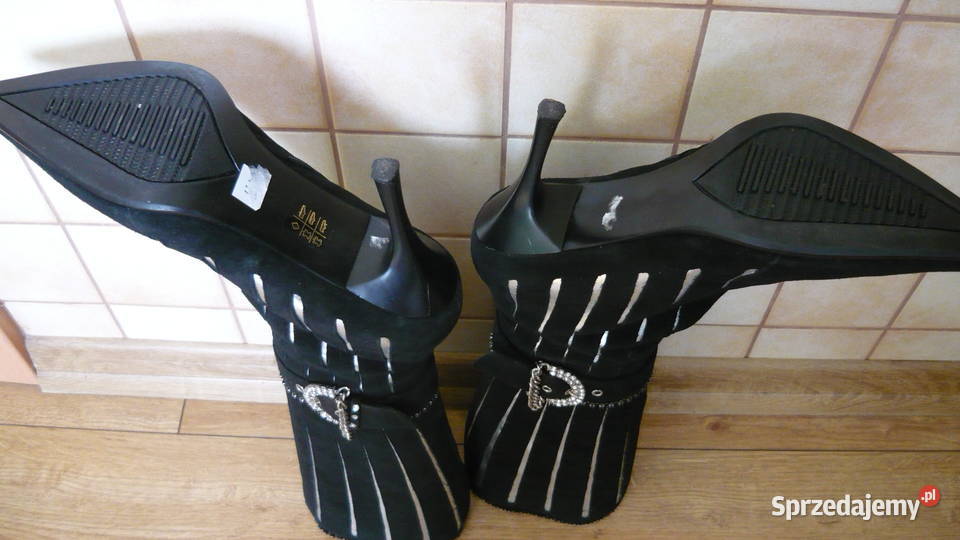 Buty kozaczki czarne zamszowe Moda i Styl