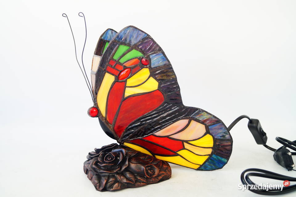 Lampka witrażowa styl Tiffany witraż MOTYL Gizałki