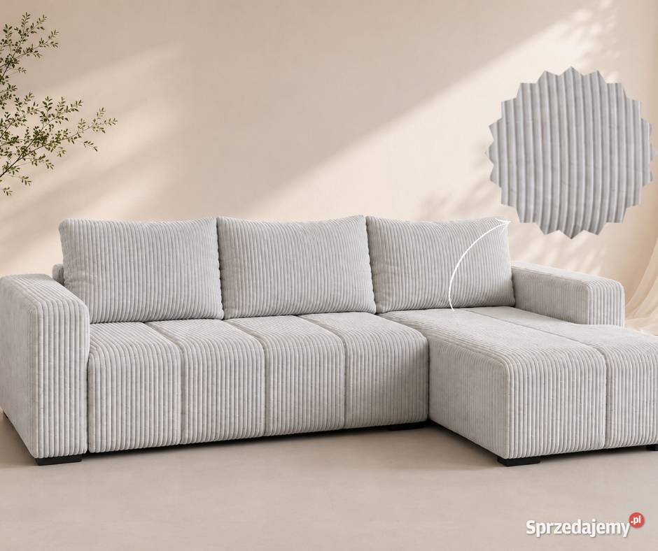 Nowoczesny Narożnik Sztruksowy PORTO Super 228cm