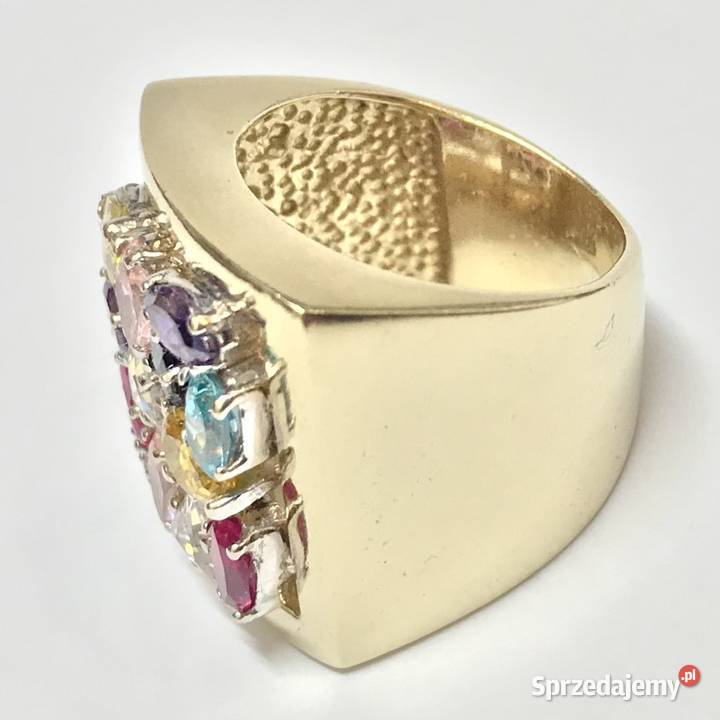 Pierścionek z żółtego ZŁOTA 585 cudne KAMIENIE Warszawa