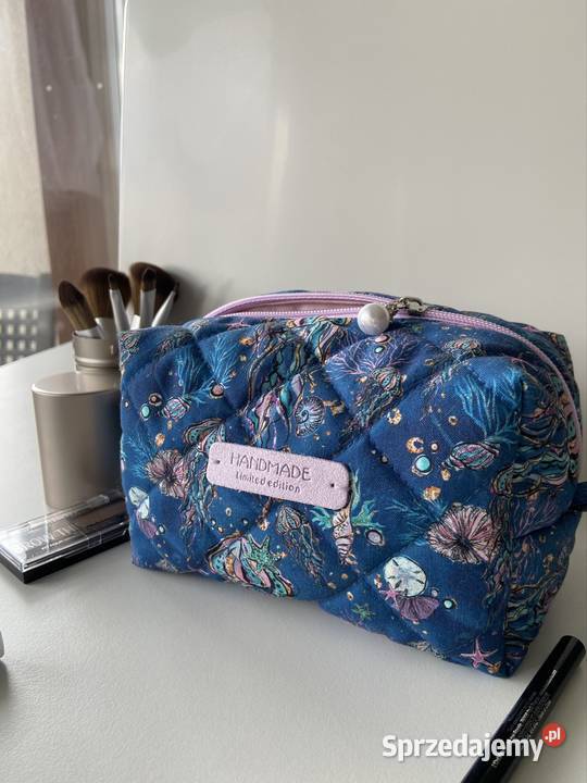 Kosmetyczka z bawełny 100 skórzana naszywka Gdynia sprzedam