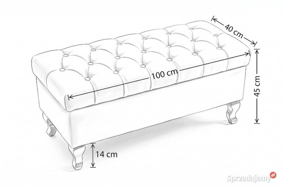 Pufa ze schowkiem 90x40 pikowana otwierana 40cm Sanok