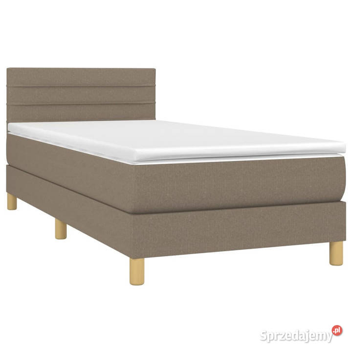 Łóżko kontynentalne z materacem taupe tkanina 88cm Dom i Ogród